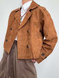 Leather Jackets: Boxy Suede Jacket Tan