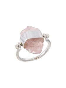 Rough Gem Swivel Ring Silver Rose Quartz