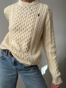 Ralph Lauren: Ralph Lauren Wool Cable Knit Cream
