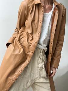 Dresses: Rue De Femme Lianne Leather Shirtdress Tan