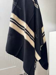 Mexican Hand Loomed Blanket Black