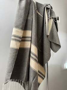 Mexican Hand Loomed Blanket Grey
