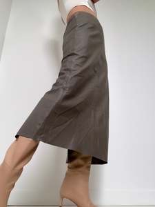 Marina Leather Maxi Skirt Taupe