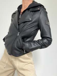 Leather Jackets: High Neck Lined Notched Collar Leather Jacket