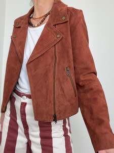 Leather Jackets: Perforated Suede Biker Jacket