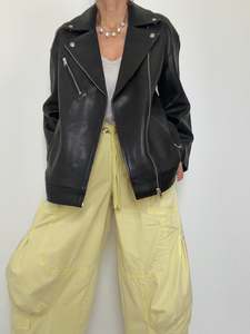 Leather Jackets: Oversized Leather Biker Midnight