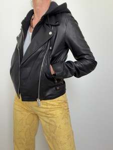 Leather Jackets: Leather Biker With Hood