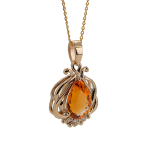 Fine Jewellery Jewellers Bench: Handmade Citrine and Diamond Drop Pendant