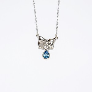 Bow Collection Jewellers Bench: White Gold Bow Necklace with Aquamarine