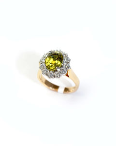Products: Handmade Chrysoberyl and Diamond Cluster Ring