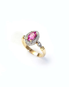 Marquise Pink Sapphire and Diamond Cluster Ring