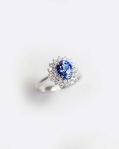 Modern Sapphire and Diamond Cluster Ring