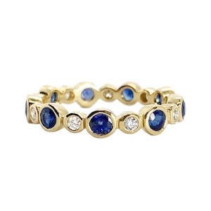 Modern Sapphire and Diamond Stacker Ring