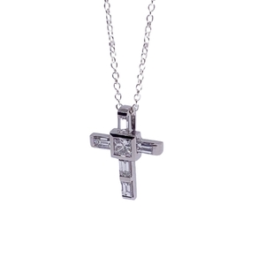 Modern 18ct Diamond Cross Pendant