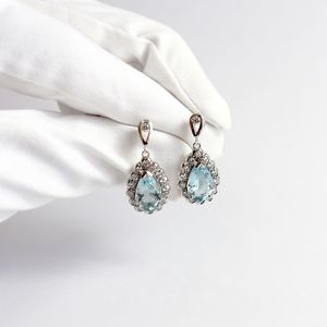 Earrings Jewellers Bench: Modern Aquamarine and Diamond Drop Earrings