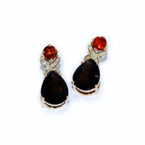 Earrings Jewellers Bench: Handmade Mandarin Garnets & Smokey Quartz Earrings