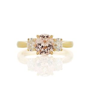 Dress Rings: Peach Sapphire Oval Trilogy