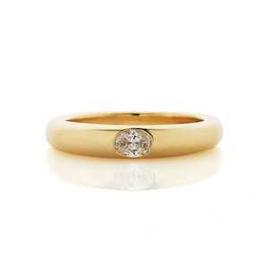 Oval Diamond Dome Ring