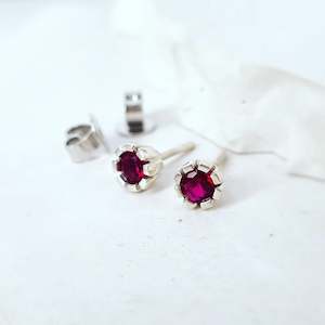Earrings: Ruby Studs in White Gold