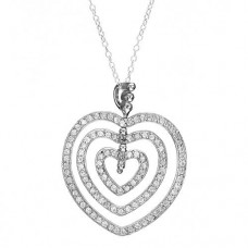 Products: 5.20 CTW CZ Sterling Silver Heart 18" Necklace
