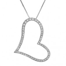 Products: 3.70 CTW CZ Sterling Silver Heart 18" Necklace