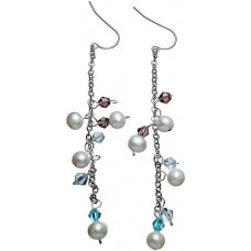 Products: Genuine White Pearl and Crystal Earrings