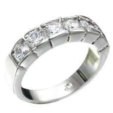 Products: Rhodium Plated 6pcs 4mm Brilliant Clear CZ Ring
