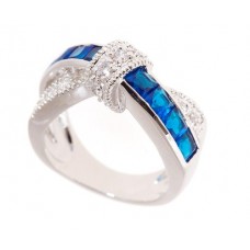 Products: 18k White Gold Sapphire & CZ Ring