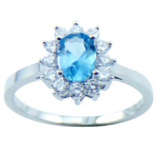 Products: 18K White Gold Plated Oval Topaz CZ Ring