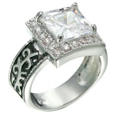 Products: Rhodium Plated Princess Cut Clear CZ