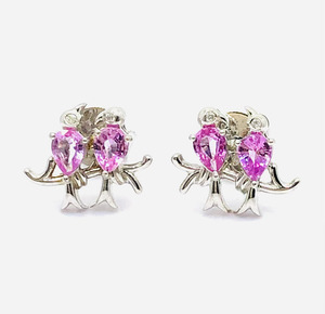 Products: Lovebirds Natural Pink Sapphire with Diamond Earrings in Sterling Silver J Ferns Jewellery