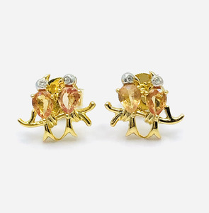 Products: Lovebirds Natural Orange Sapphire with Diamond Earrings in Sterling Silver J Ferns Jewellery