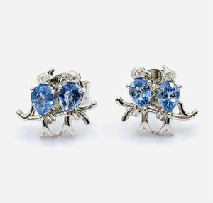 Products: Lovebirds Natural Blue Sapphire with Diamond Earrings in Sterling Silver J Ferns Jewellery
