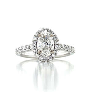 Engagement Wedding Rings: 18k White Gold Diamonds Cluster Ring Tw= 1.35ct