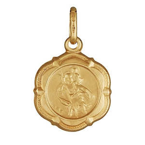 Necklaces Pendants: 9k Yellow Gold St Christopher Pendant