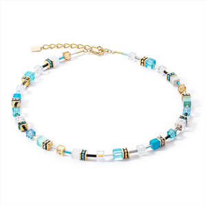 Coeur de Lion Gold & Turquoise Geo Cube Necklace