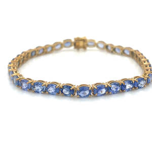 Jewellery Sapphire: 9k Yellow Gold 5.96ct Blue Sapphires Bracelet