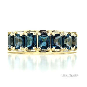 9k Yellow Gold 7st Octagonal London Blue Topaz Ring