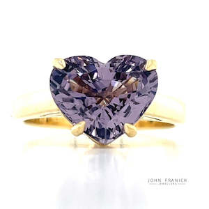 Gemstone Jewellery: 'Beau' 9k Yellow Gold 3.86ct Lavender Spinel Heart Ring