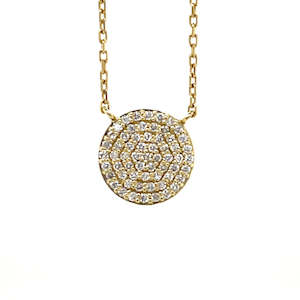 Diamond Necklaces Pendants: 9k Yellow Gold 0.23ct Pave Diamond Pendant
