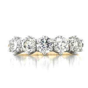 Anniversary Rings: 18k B/Tn 5st 1.00ct Diamond Ring