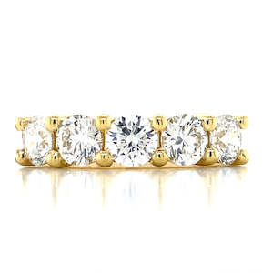 Anniversary Rings: 'Diadem'18k Yellow Gold 5 =1.58ct FG SI2 Diamonds Ring