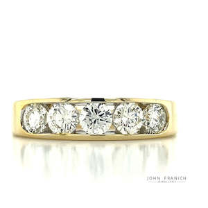 Anniversary Rings: 9k Yellow Gold 1ct Diamonds Channel Ring