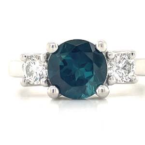 Anniversary Rings: 'Blainn"Platinum1.65ct Indicolite Tourmaline & 0.43ct Round Diamonds Ring