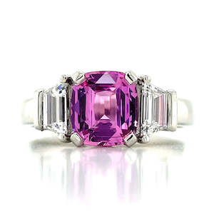 Jewellery Sapphire: 'Ella' Platinum 2.03ct Pink Sapphire & Diamonds Ring