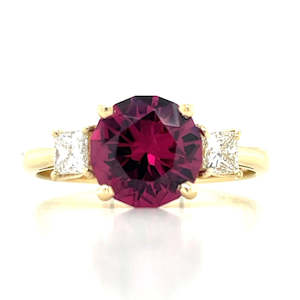 'Roux' 9k Gold 2.16ct Umbalite Garnet & Princess Diamonds Ring