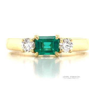 Engagement Wedding Rings: 'Esme' 18k Yellow Gold Emerald & Diamonds Ring