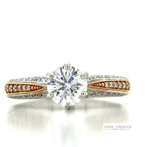 Engagement Rings: 18k White & Rose Gold Diamond Ring