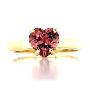 Engagement Wedding Rings: 'Beau Minor' 9k Yellow Gold 1.42ct Pink Heart Tourmaline Ring