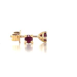 Jewellery Ruby: 9K Yellow Gold 3mm Ruby Stud Earrings